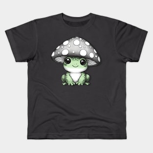 Cottage core A cute frog wearing a mushroom hat Kids T-Shirt